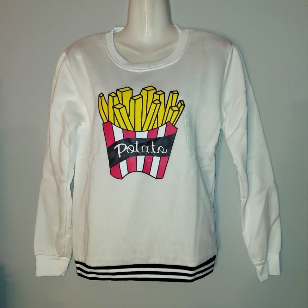 Long-Sleeve Fries Print Sweatshirt